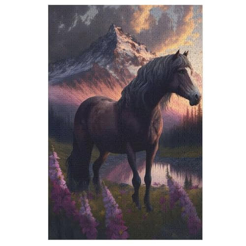 Horse Puzzles 1000 Teile Erwachsener Kniffel Spaß Für Die Ganze Familie, Holzpuzzle Kinder Erwachsene, Impossible Puzzle Schwer 78×53cm von LCWWW