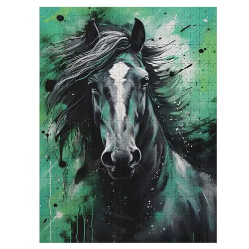 Horse Puzzles 500 Teile Erwachsener Kniffel Spaß Für Die Ganze Familie, Holzpuzzle Kinder Erwachsene, Impossible Puzzle Schwer 55×41cm von LCWWW