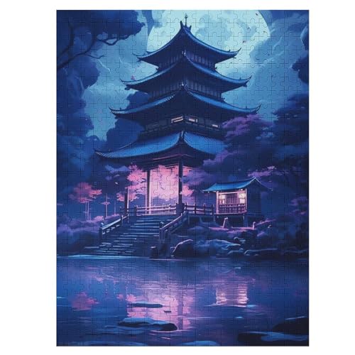 Japan House by The Lake Holzpuzzle Für Erwachsene Teenager Stress Abbauen Familien-Puzzlespiel Poster 500-teiliges Puzzle Kinder Lernspiel 55×41cm von LCWWW