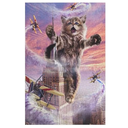 Katze 1000 Teile Puzzles Für Erwachsene,Holzpuzzle - Verringerter Druck Schwieriges Unmögliche Puzzle Für Erwachsene 12+ Kinder 78×53cm von LCWWW