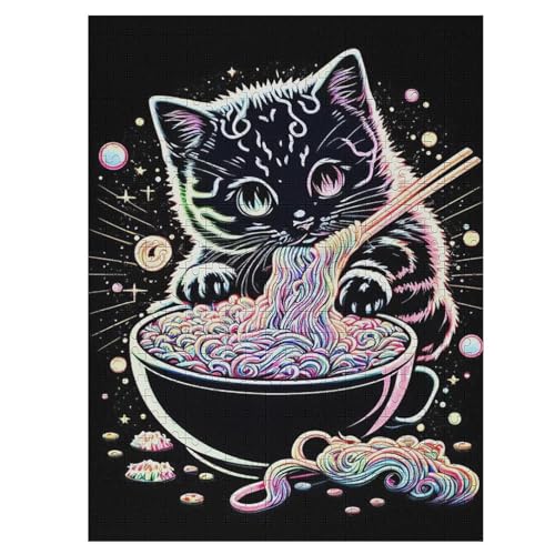 Katze 500 Teile Puzzles, Wood Craft, Hochwertiges Modernes Puzzle, DIY, Für Erwachsene Und Kinder Ab 12 Jahren, 55×41cm von LCWWW