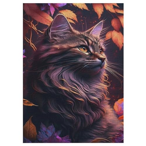 Katze Holzpuzzle 300 Teile, Knobelspiele Für Erwachsene, Teenager, Puzzles Unmögliche - Kinder Puzzle Zimmer Deko 42×30cm von LCWWW