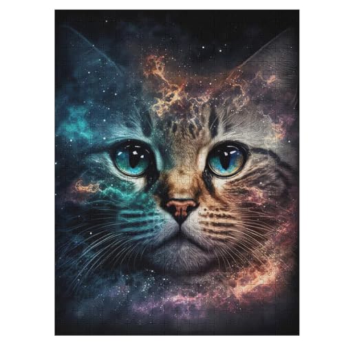 Katze Puzzle 500 Teile, Holzpuzzle Für Erwachsene Kinder, Impossible Puzzles, Geschicklichkeitsspiel Für Die Ganze Familie 55×41cm von LCWWW