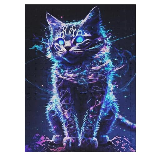 Katze Puzzle 500 Teile, Holzpuzzle Herausforderndes Geschicklichkeitsspiel Für Die Ganze Familie, Kinder Erwachsenenpuzzle Ab 12 Jahren 55×41cm von LCWWW