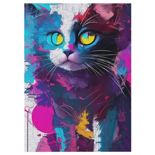 Katze Puzzles 300 Teile Erwachsener Kniffel Spaß Für Die Ganze Familie, Holzpuzzle Kinder Erwachsene, Impossible Puzzle Schwer 42×30cm von LCWWW