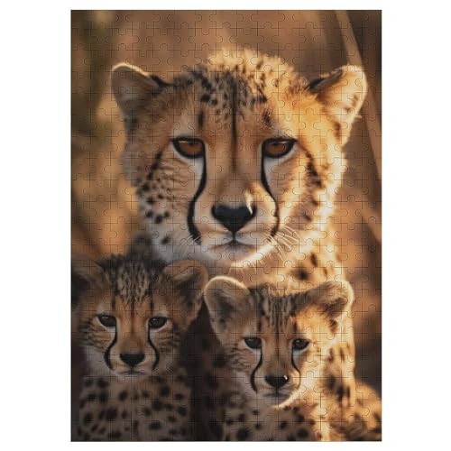 Leopard Holzpuzzle Für Erwachsene Teenager Stress Abbauen Familien-Puzzlespiel Poster 300-teiliges Puzzle Kinder Lernspiel 42×30cm von LCWWW