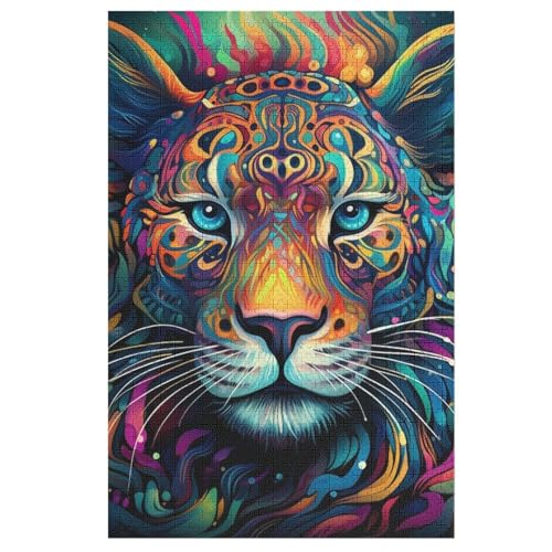 Leopard Puzzle Für Erwachsene 1000 Teile Premium Recyceltes Brett Zum Lernen, Lernspielzeug, Familienspiele Kinder Holzpuzzle 78×53cm von LCWWW