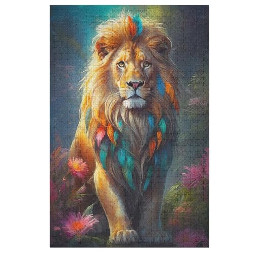 Löwe 1000 Teile Puzzles Für Erwachsene,Holzpuzzle - Verringerter Druck Schwieriges Unmögliche Puzzle Für Erwachsene 12+ Kinder 78×53cm von LCWWW