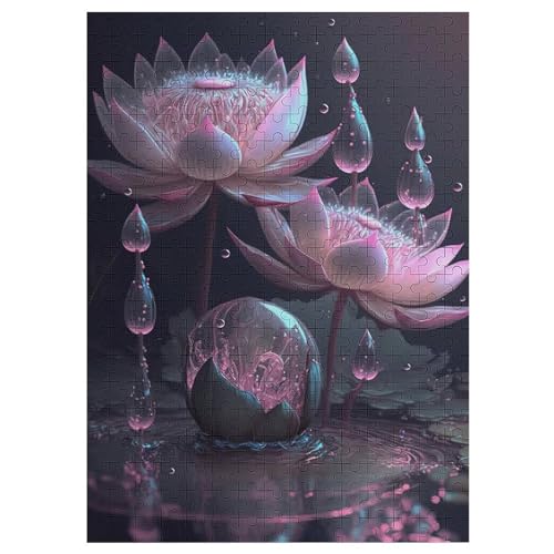 Lotus Flower Holzpuzzle 300 Teile Klassische Puzzles Erwachsene Kinder Puzzle DIY Kit Holzspielzeug Einzigartiges Geschenk 42×30cm von LCWWW