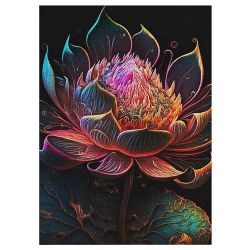 Lotus Holzpuzzle Für Erwachsene Teenager Stress Abbauen Familien-Puzzlespiel Poster 300-teiliges Puzzle Kinder Lernspiel 42×30cm von LCWWW