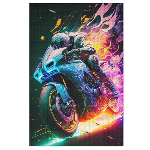 Motorrad Puzzle 1000 Teile, Holzpuzzle Herausforderndes Geschicklichkeitsspiel Für Die Ganze Familie, Kinder Erwachsenenpuzzle Ab 12 Jahren 78×53cm von LCWWW