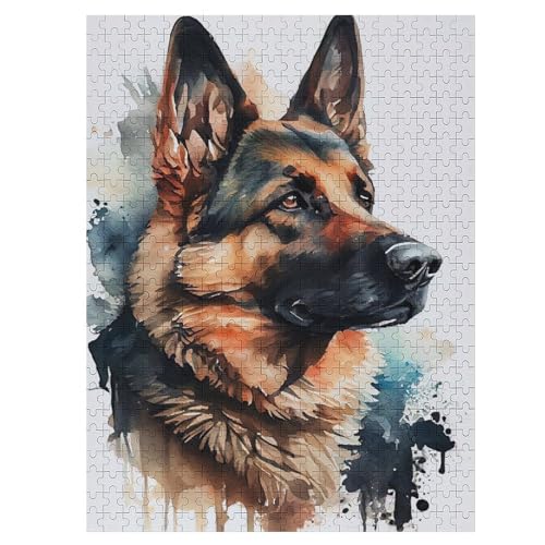 Puzzle Für Erwachsene, Deutscher Schäferhund Puzzles, 500-teiliges Holzpuzzle, Geeignet Für Erwachsene Und Kinder Ab 12 Jahren, 55×41cm von LCWWW