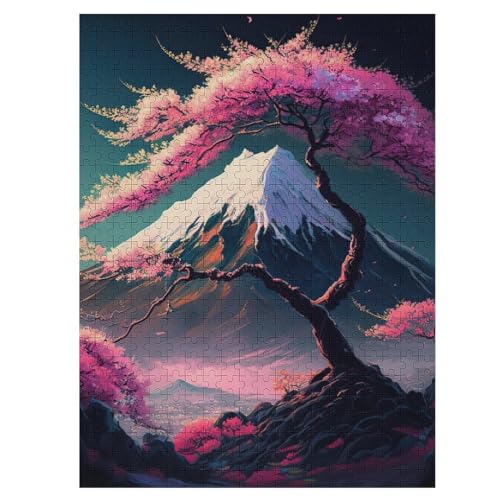 Puzzle Für Erwachsene, Japanese Cherry Blossoms, 500 Puzzleteile Für Kinder, Holzpuzzles, Geeignet Für Erwachsene Lernspiel, 55×41cm von LCWWW