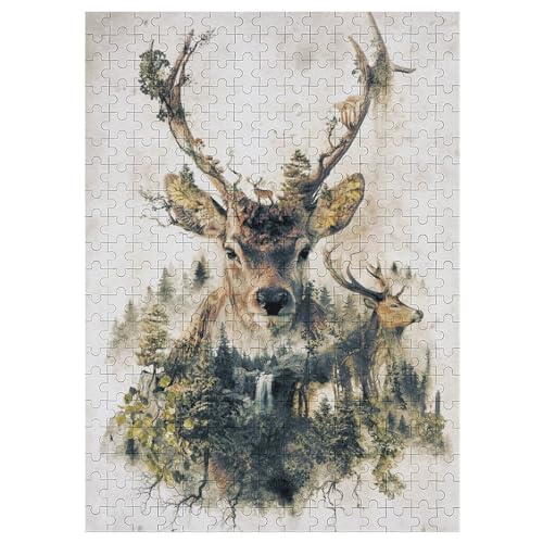 Puzzle Für Erwachsene 300 Teiliges Hirsch Puzzles Für Erwachsene Holzbrettpuzzles Denksportaufgaben Für Erwachsene 42×30cm von LCWWW