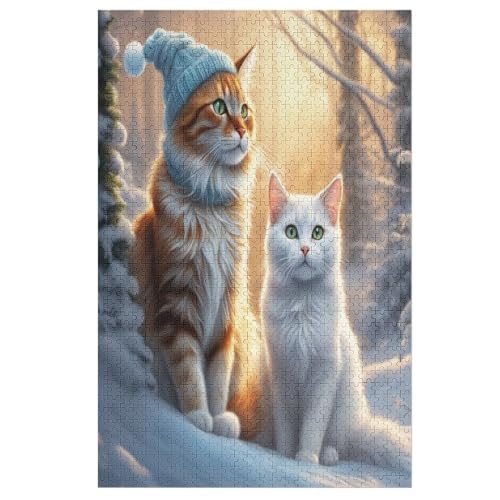 Puzzle Für Kinder, Cute Katze -Puzzles Für Erwachsene, 1000-teiliges Holzpuzzle Für Jugendliche Und Erwachsene, Tolles 78×53cm von LCWWW