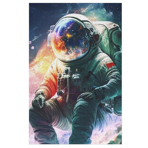 Puzzles Für Erwachsene, 1000 Teile, Astronaut, Kreative Holzpuzzles, Praktisches Spiel, Familiendekoration 78×53cm von LCWWW