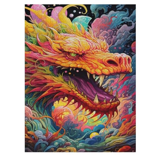 Puzzles Für Erwachsene Drache, 500 Teile, Puzzle Aus Holz Für Erwachsene Und Kinder Ab 12 Jahren, Lernspielzeug 55×41cm von LCWWW