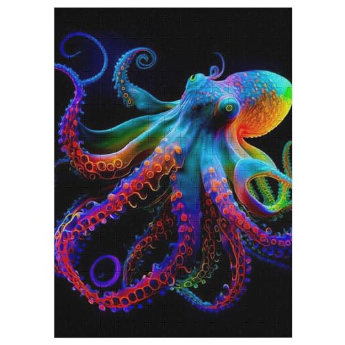 Puzzles Für Erwachsene Und Kinder, Oktopus -Puzzle, 300 Teile, Kreative Holzpuzzles,Für Erwaschsene, Geschenke 42×30cm von LCWWW