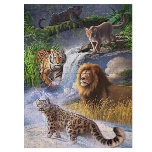 Puzzles Für Erwachsene: Löwe Tiger Leopard, 500-teiliges Holzpuzzle Für Erwachsene Und Kinder Ab 12 Jahren. Tolles Geschenk Für Erwachsene 55×41cm von LCWWW