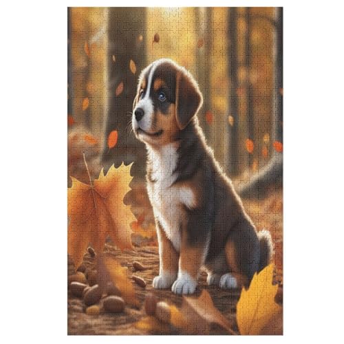 Süßer Hund Holzpuzzle Für Erwachsene Teenager Stress Abbauen Familien-Puzzlespiel Poster 1000-teiliges Puzzle Kinder Lernspiel 78×53cm von LCWWW