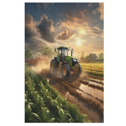 Traktor Puzzle Für Erwachsene 1000 Teile Premium Recyceltes Brett Zum Lernen, Lernspielzeug, Familienspiele Kinder Holzpuzzle 78×53cm von LCWWW