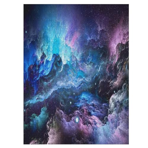 Weltraumfarben Nebel Puzzle 500 Teile, Holzpuzzle Für Erwachsene Kinder, Impossible Puzzles, Geschicklichkeitsspiel Für Die Ganze Familie 55×41cm von LCWWW