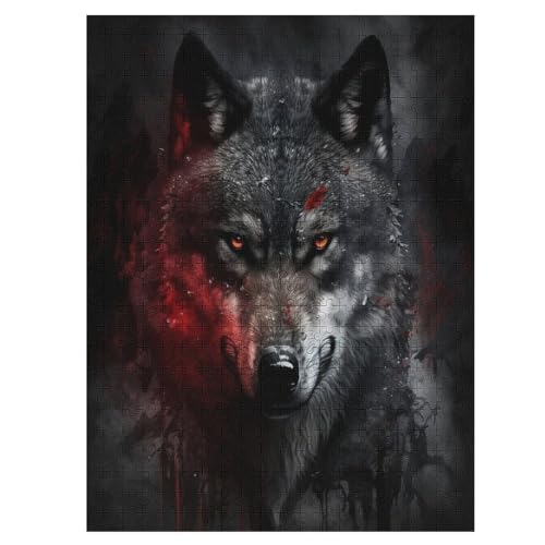 Wolf 500 Teile Premium-Puzzles Für Erwachsene Kinder- Holzpuzzles Spaß Und Lernspiele - Perfekte Puzzle-Geschenke 55×41cm von LCWWW