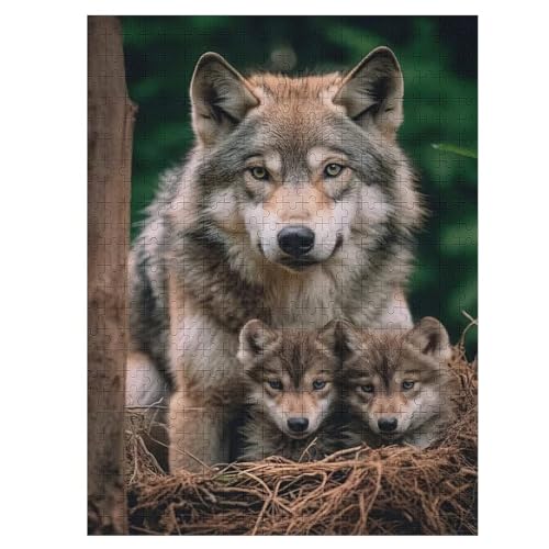 Wolf Puzzle 500 Teile, Holzpuzzle Herausforderndes Geschicklichkeitsspiel Für Die Ganze Familie, Kinder Erwachsenenpuzzle Ab 12 Jahren 55×41cm von LCWWW