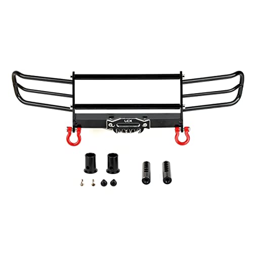 LCX Racing 1/10 RC Crawler Auto Metall Front Bumper Full Width Push Bar Front Bumper for Traxxas TRX4 TRX6 Axial SCX10 II Redcat Gen8 Scout II, Upgrades Parts Zubehör von LCX