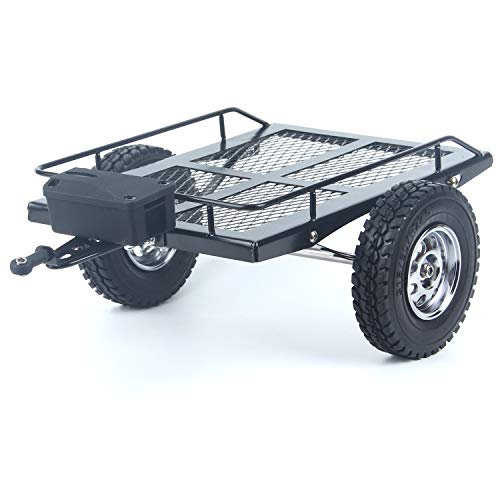 LCX Racing 1/10 RC Crawler Car Heavy Duty Metal Trailer RC Crawler Hooper Trail Cargo Carrier Kit Metall für Axial SCX10 SCX10 II TRX4 TRX6 Redcat Gen7 Gen8 D90 HPI von LCX