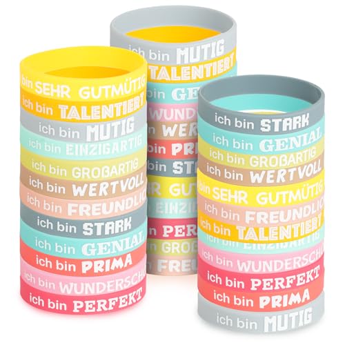 36 Stück Motivationsarmbänder, Motivierendes Silikonarmband in Mutmache, Inspirierenden Sprüchen Silikon Armbänder, Motivationsarmbänder Kinder Party Mitgebsel für Teenager Kinder Schüler Studenten von LCXCXY