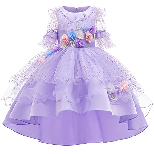 LCXYYY Isabela Kostüm Mädchen Cosplay Isabela Violett Gestickt Prinzessin Kleidung mit Tasche und Ohrclip Haarnadel für Kinder Halloween Karneval Geburtstag Maskerade Party Fancy Geschenk 2-9 Jahre von LCXYYY