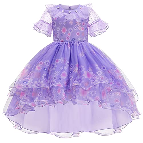 LCXYYY Isabela Kostüm Mädchen Cosplay Isabela Violett Prinzessin Kleidung mit Tasche und Ohrclip Haarnadel für Kinder Halloween Karneval Geburtstag Maskerade Party Fancy Geschenk 3-10 Jahre von LCXYYY