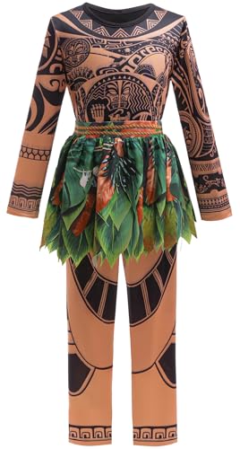 LCXYYY Maui Kostüm Jungen Cosplay Moana 2 Halbgötter Maui Top und Hose Outfit Halloween Weihnachten Karneval Geburtstag Festkleid Verkleidung für Kinder Alter 2-11 Jahre von LCXYYY