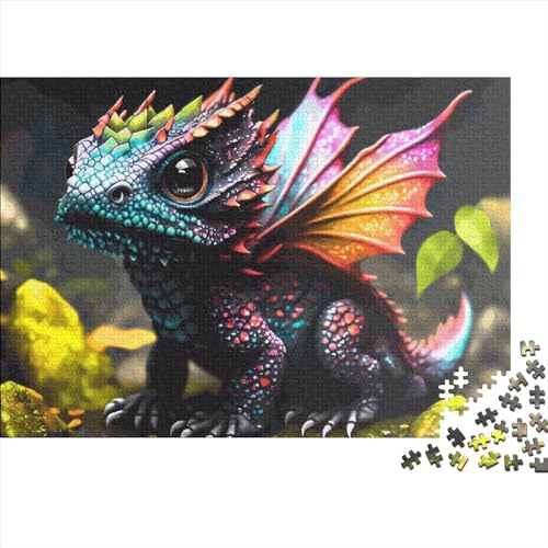 1000 Teile Drachen-Puzzle für Erwachsene und Kinder, kreatives rechteckiges Puzzle, Holzpuzzle, lustiges Lernspielzeug, 1000 Teile (75 x 50 cm) von LCZLCZ