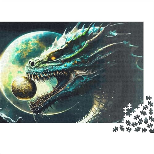 1000 Teile Drachen-Puzzle für Erwachsene und Kinder, kreatives rechteckiges Puzzle, Holzpuzzle, lustiges Lernspielzeug, 1000 Teile (75 x 50 cm) von LCZLCZ