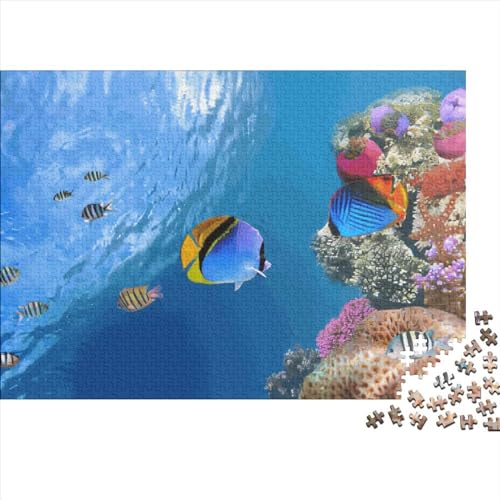 1000 Teile Puzzles Korallenriff mit Fisch Holzpuzzles Herausforderndes Spiel Quadratische Puzzles für Erwachsene und Kinder 1000 Teile (75 x 50 cm) von LCZLCZ