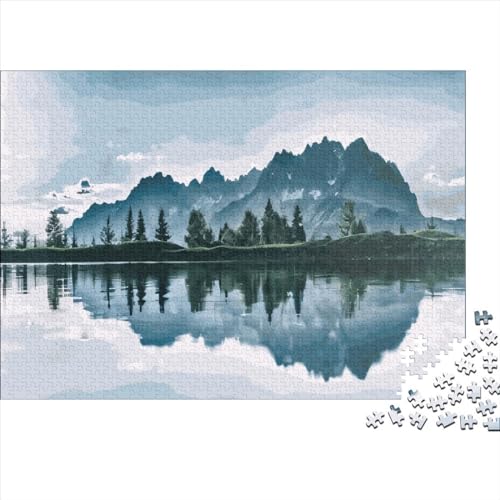 1000 Teile kreative Puzzles Berge spiegeln Geschenk-Puzzles rechteckiges Puzzle-Spielzeug für Erwachsene 1000 Stück (75 x 50 cm) von LCZLCZ