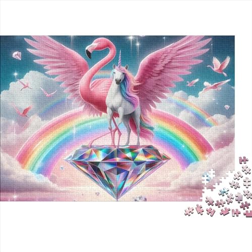 1000-teiliges Einhorn-Flamingo-Diamant-Puzzle, kreative rechteckige Puzzles für Erwachsene und Kinder, große Puzzles für das Familien-Lernspiel 1000 Teile (75 x 50 cm) von LCZLCZ