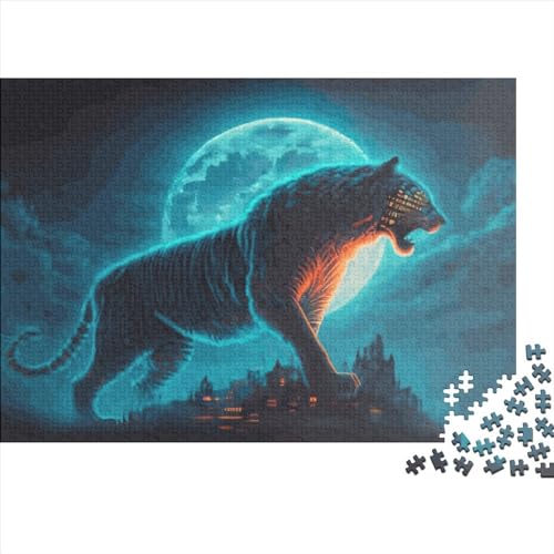 1000-teiliges Puzzle, Mystischer Tiger, Puzzle für Erwachsene, Holzpuzzle, Lernspiel für Erwachsene, Kind, 1000 Teile (75 x 50 cm) von LCZLCZ