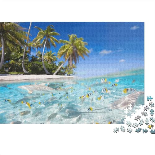 1000-teiliges Puzzle, Tropische Insel-Puzzles für Erwachsene, Holzpuzzle, Lernspiel für Erwachsene, Kinder, 1000 Teile (75 x 50 cm) von LCZLCZ