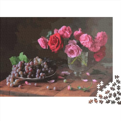 1000-teiliges Puzzle, rote Rosen, Puzzle für Erwachsene, Holzpuzzle, Lernspiel für Erwachsene, Kinder, 1000 Teile (75 x 50 cm) von LCZLCZ