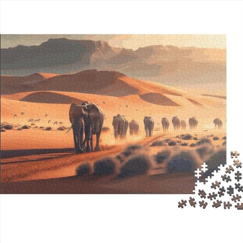 1000-teiliges Puzzle, wildes Elefantentier, für Erwachsene und Kinder, Holzpuzzle, Lernspielzeug, 1000 Teile (75 x 50 cm) von LCZLCZ