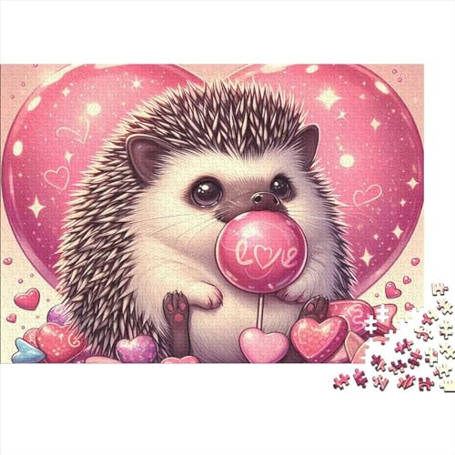 1000-teiliges Puzzle „Love Hedgehog“, kreatives rechteckiges Puzzle für Erwachsene und Kinder, große Puzzles für das Familien-Lernspiel 1000 Teile (75 x 50 cm) von LCZLCZ