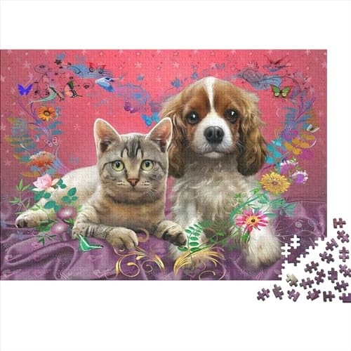 1000-teiliges Puzzle für Erwachsene, Haustier-Katzen und -Hunde, Puzzle für Erwachsene, Holzpuzzle, Familienunterhaltungsspielzeug, 1000 Teile (75 x 50 cm) von LCZLCZ