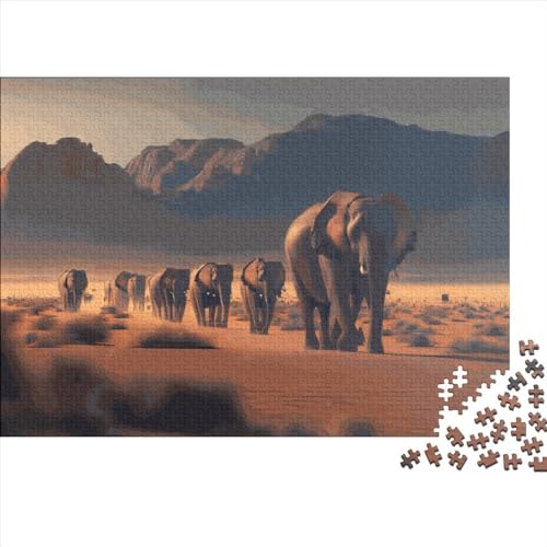 1000-teiliges Puzzle für Erwachsene, Wildelefant-Tier-Puzzle-Sets für die Familie, Holzpuzzle, Gehirn-Herausforderungspuzzle, 1000 Teile (75 x 50 cm) von LCZLCZ