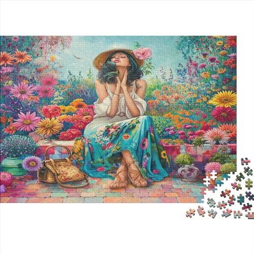 1000-teiliges kreatives Puzzle, schönes Mädchen, rechteckiges Puzzle, Lernspielzeug, Geschenk für Kinder und Erwachsene, 1000 Stück (75 x 50 cm) von LCZLCZ