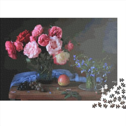 300 Teile Puzzle für Erwachsene, rosa Rosen, Puzzlesets für Familien, Holzpuzzles, Brain Challenge Puzzle, 300 Teile (40 x 28 cm) von LCZLCZ