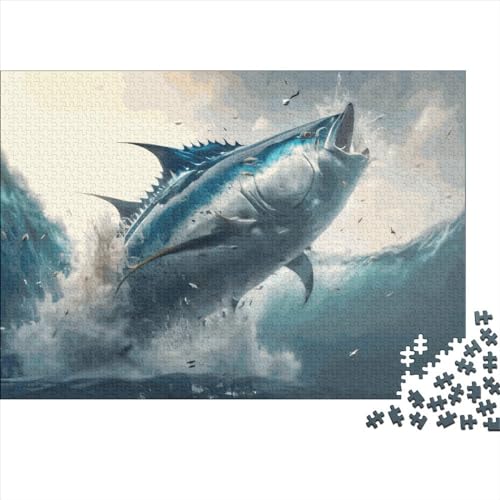 500-teiliges Puzzle für Erwachsene, Blauflossen-Thunfisch, Puzzle-Sets für die Familie, Holzpuzzle, Gehirn-Herausforderungspuzzle, 500 Teile (52 x 38 cm) von LCZLCZ