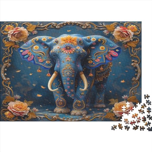 500-teiliges Puzzle für Erwachsene, Elefanten-Puzzle, Holzpuzzle für Erwachsene, Familienunterhaltungsspielzeug, 500 Stück (52 x 38 cm) von LCZLCZ